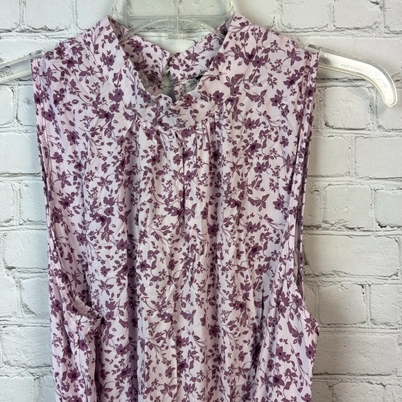BloomChic Purple Floral Mock Neck Belted Pocket Dress Size 12 Large - Picture 3 of 6